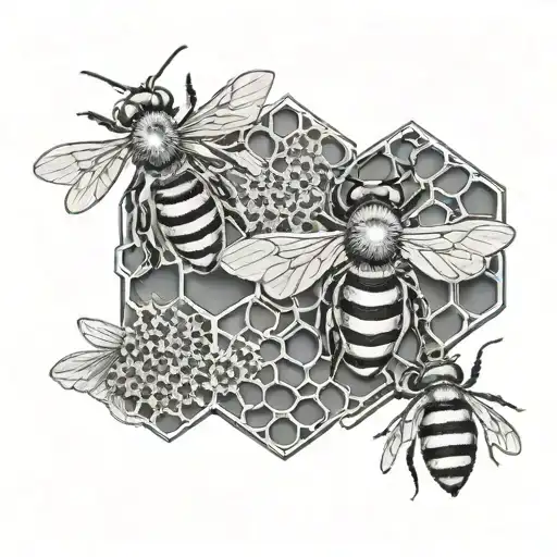 honey bees with honey comb girly lace patterns tattoo design idea