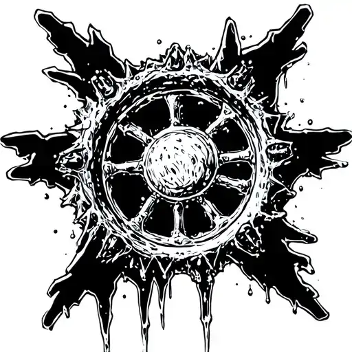 A sharp icicle shaped like a steering wheel tattoo design idea