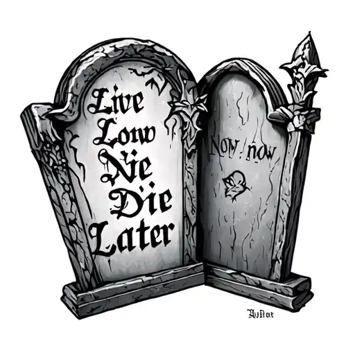 tombstone  live now die later tattoo design idea