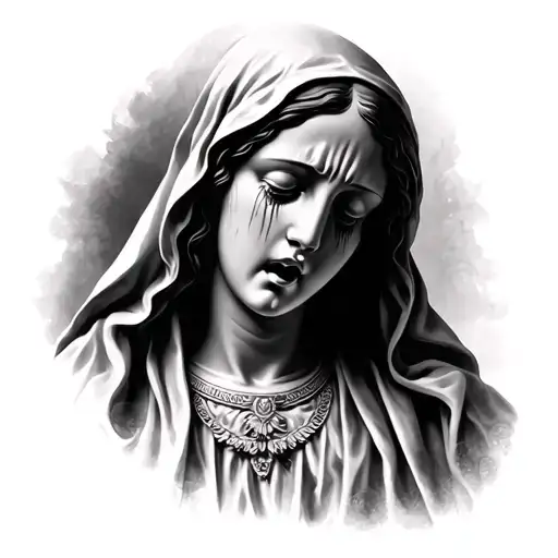 crying virgin mary tattoo design idea