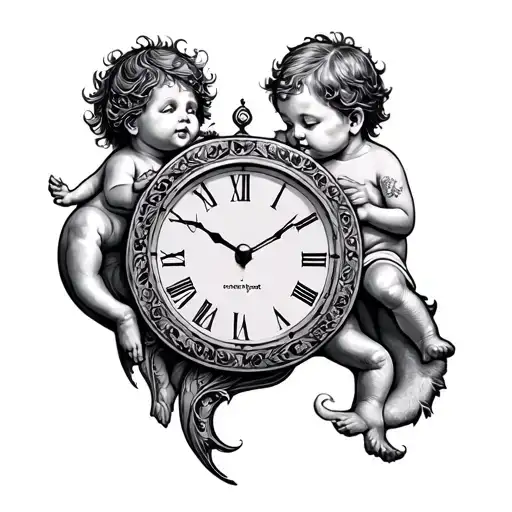 birth clock for 2 kids tattoo design idea
