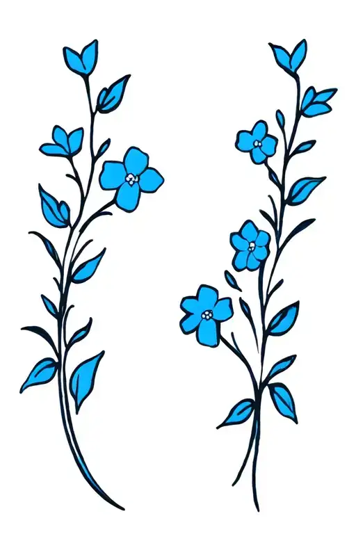 scrolling vine tattoo with blue forget me nots tattoo design idea