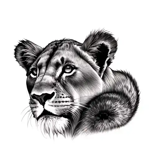 lioness & chipmunk tattoo design idea
