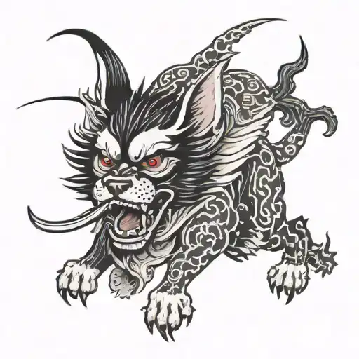 dog and devil tattoo design idea