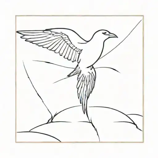 unique line, conqueror, bird flying tattoo design idea