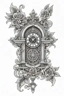 cuckoo clock gothic rose window filigree tattoo design idea