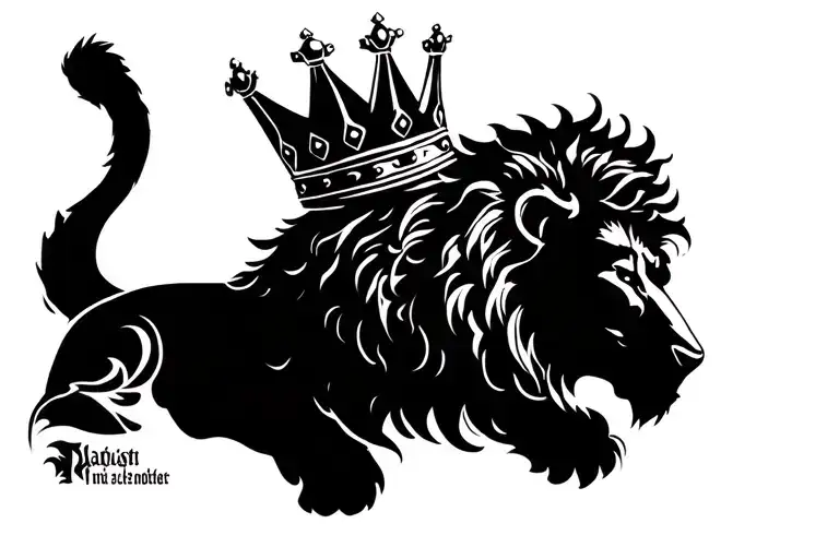 lion wearing a crown tattoo design idea