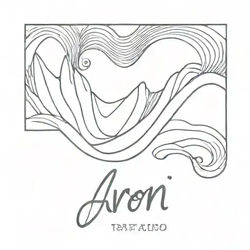 the name Aaron made into a wave tattoo design idea