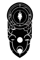 Law of equivalent exchange transmutation circle with references to Full Metal alchemist, death, scales, balance & life tattoo design idea