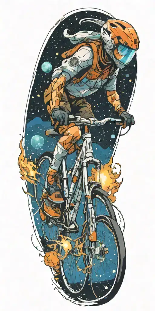 bicycling in space themed tattoo tattoo design idea