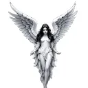female guardian angel with a blurred face tattoo design idea