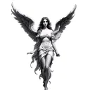 female guardian angel with a blurred face tattoo design idea