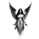 female guardian angel with a blurred face tattoo design idea