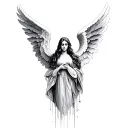 female guardian angel with a blurred face tattoo design idea