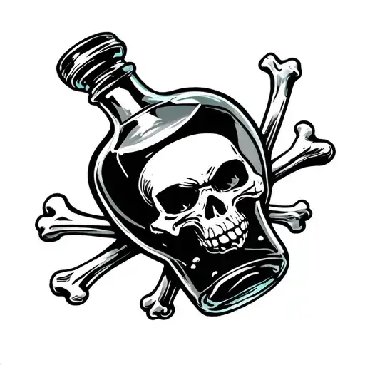 skull n crossbones poison bottle tattoo design idea