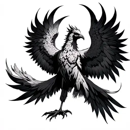 phoenix with outstretched wings tattoo design idea