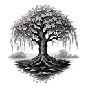 willow tree and ivy tattoo design idea
