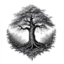 willow tree and ivy tattoo design idea