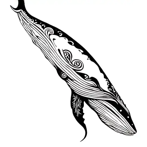 tribal and paisley humpback whale  tattoo design idea