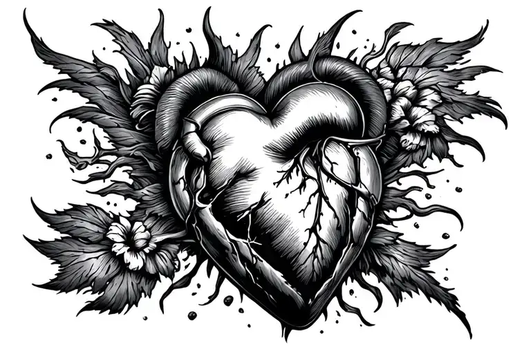 heart attack line going tattoo design idea