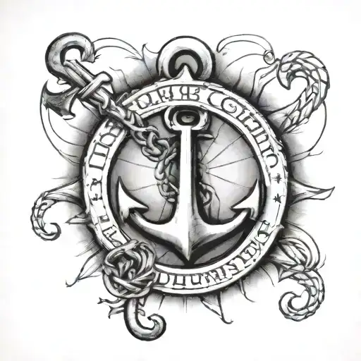 fouled anchor surrounded by "HONOR COURAGE COMMITMENT" in a circle around it tattoo design idea
