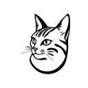 striped cat in profile in minimalist style tattoo design idea