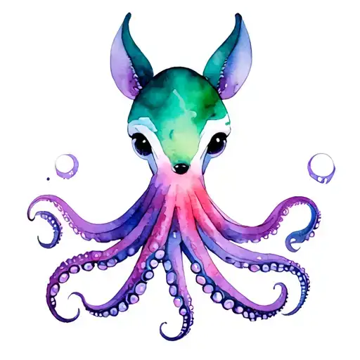 Octopus, Fuchs Aquarius, new beginning, green, Lila Rosa, tattoo design idea