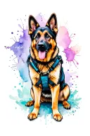 "Type 1 diabetes" German shepherd with assistance dog harness on its body tattoo design idea