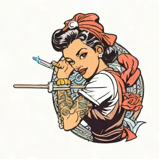 rosy the riveter as a seamstress tattoo design idea