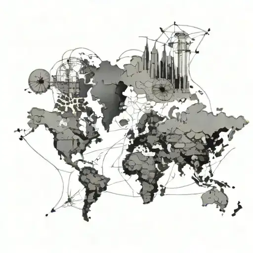 travel world map outline tattoo design idea