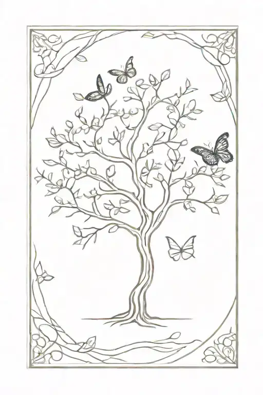 tree of life with butterfly tattoo design idea