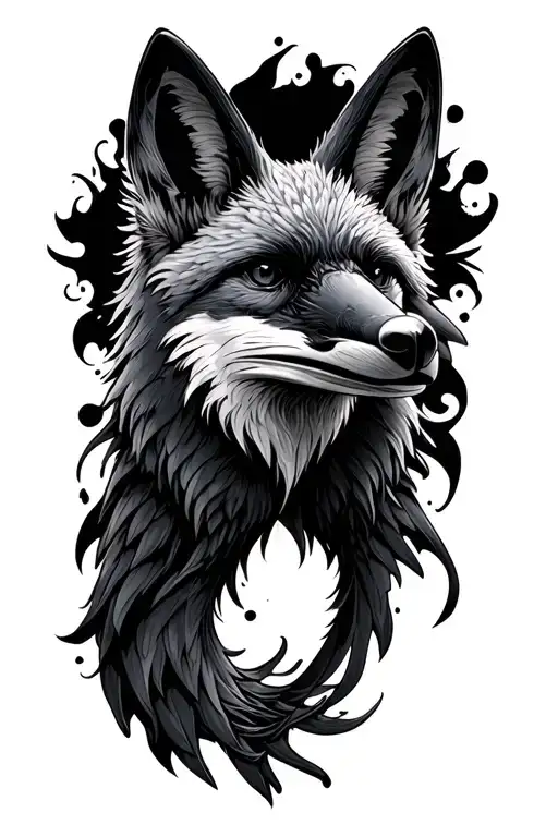 raven and fox tattoo design idea