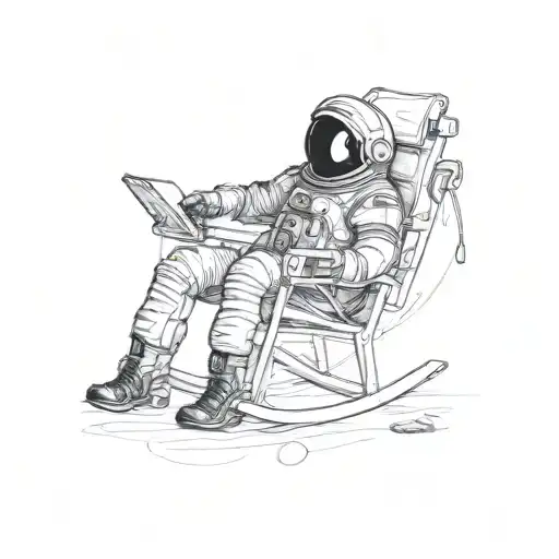 astronaut sitting in a rocking chair tattoo design idea