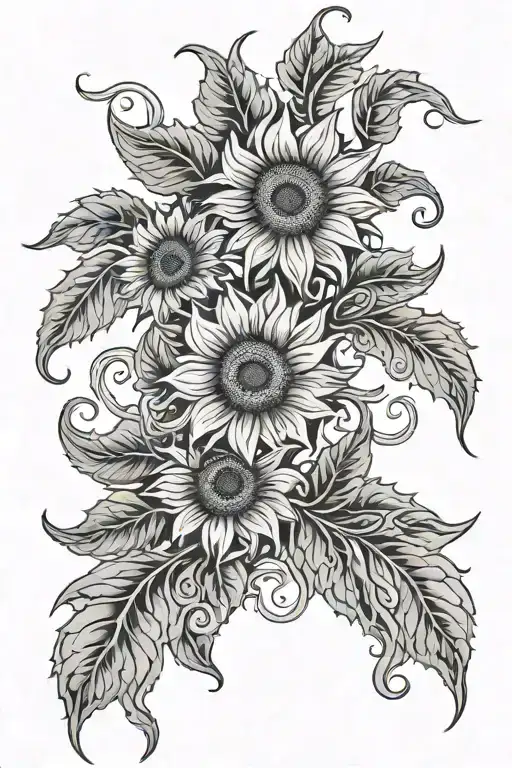 sunflowers vine tooled leather  tattoo design idea