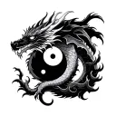 The two-headed dragon from Ying Yang symbol tattoo design idea