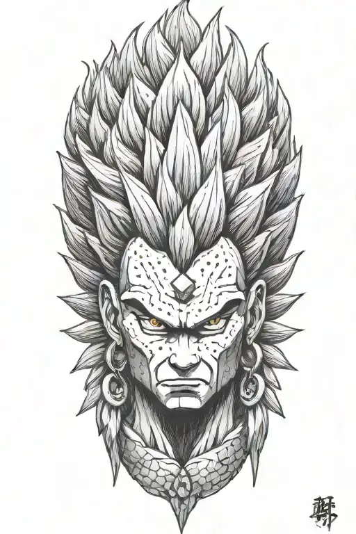 super saiyan with indian headress tattoo design idea