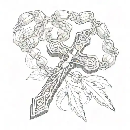 Wooden rosary with a carrot hidden in the design  tattoo design idea