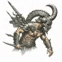 Trojan warrior with rams tattoo design idea