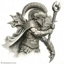Trojan warrior with rams tattoo design idea
