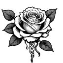 Skelton bone in fingers leading down into a rose , Celtic designs added into the rose  tattoo design idea