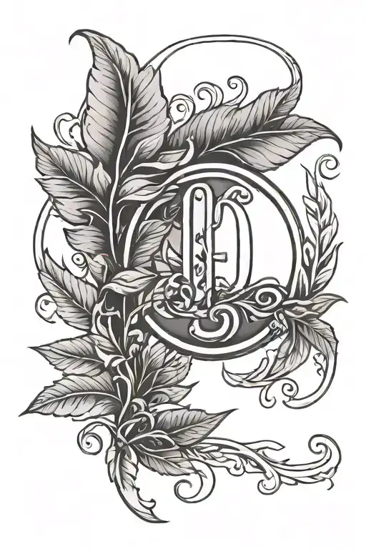 laurel wreath and number 1971 tattoo design idea