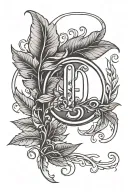 laurel wreath and number 1971 tattoo design idea
