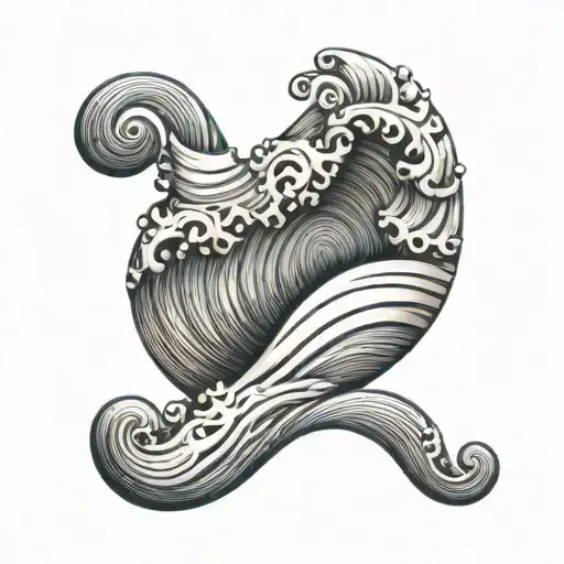 the letter c in blue, in cursive that looks like ocean waves tattoo design idea