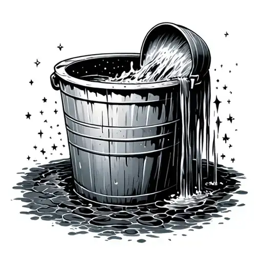 a well with bucket pouring out stars instead of water tattoo design idea