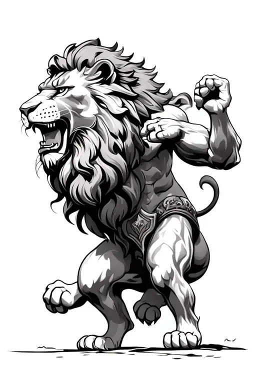 samson fighting lion tattoo design idea