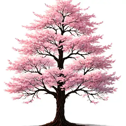 man's family tree cherry blossom with spaces for names tattoo design idea
