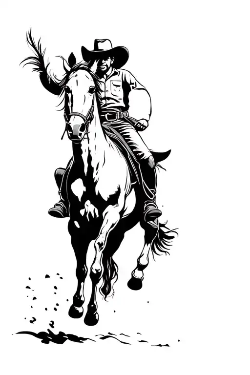 cowboy riding a  bucking horse tattoo design idea