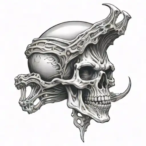 alien skull tattoo design idea