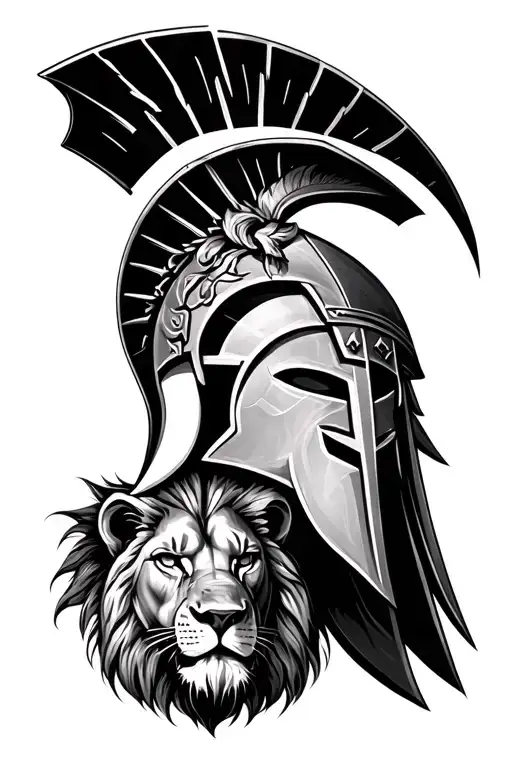 spartan head on shoulder, coliseum below, lion, below full arm sleeve tattoo design tattoo design idea