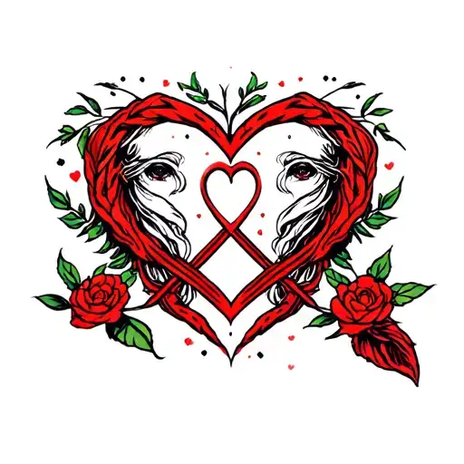 biblical tattoo with anime love symbol tattoo design idea